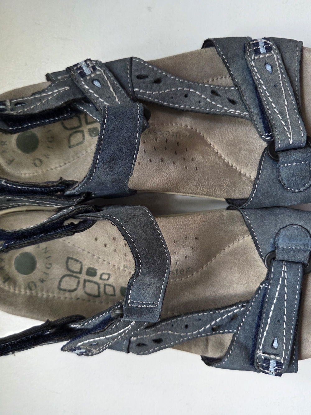 Earth Orgins Blue Suede Adjustable Strap Sandals - Picture 8 of 9